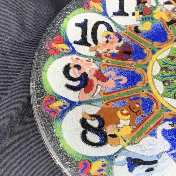 Peggy Karr 12 Days of Christmas Fused Glass Plate 11.25" Signed - Picture 5 of 8